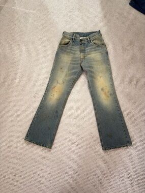 Maison Martin Margiela Faded Blue Cropped Jeans with Distressed Patina